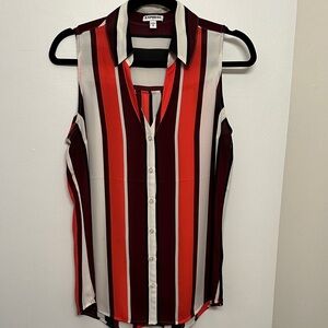 Express Red and Black Striped Blouse